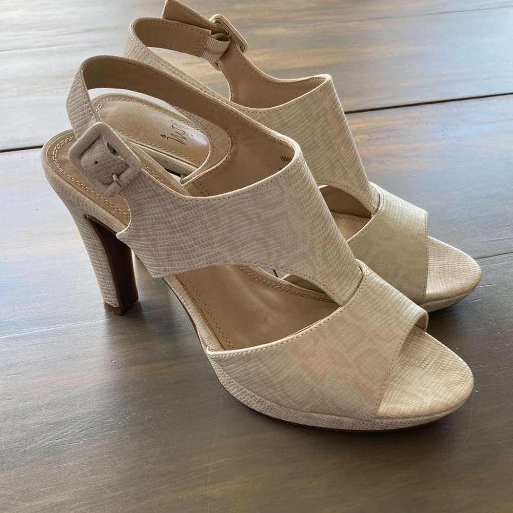 Cream snake skin heels